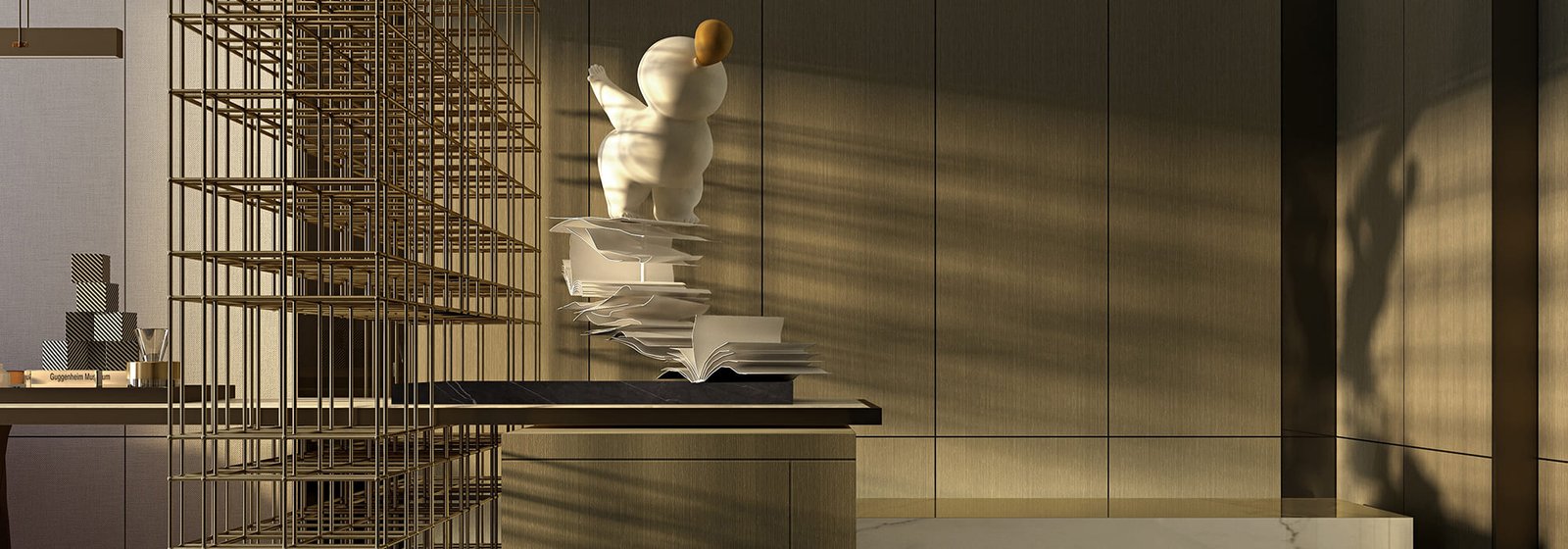 Detalhe de studio Todeschini mostrando a harmonia entre área de dormir e estar.