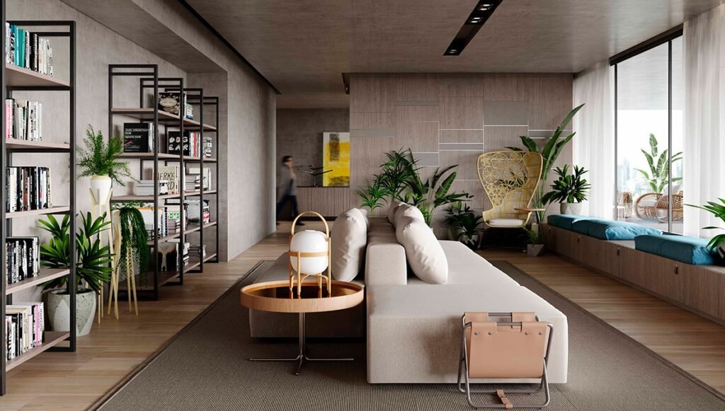 Ambiente de living com móveis Todeschini, demonstrando a qualidade e design da marca.