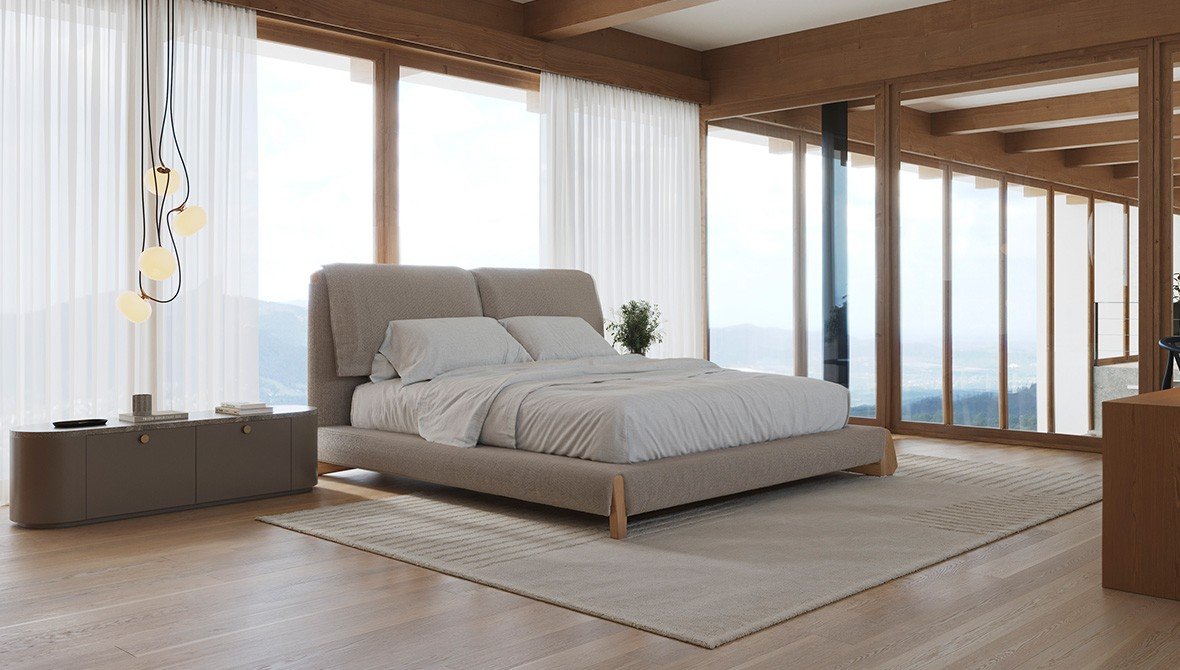 Living planejado Todeschini com painel de TV e estantes, demonstrando elegância e funcionalidade.